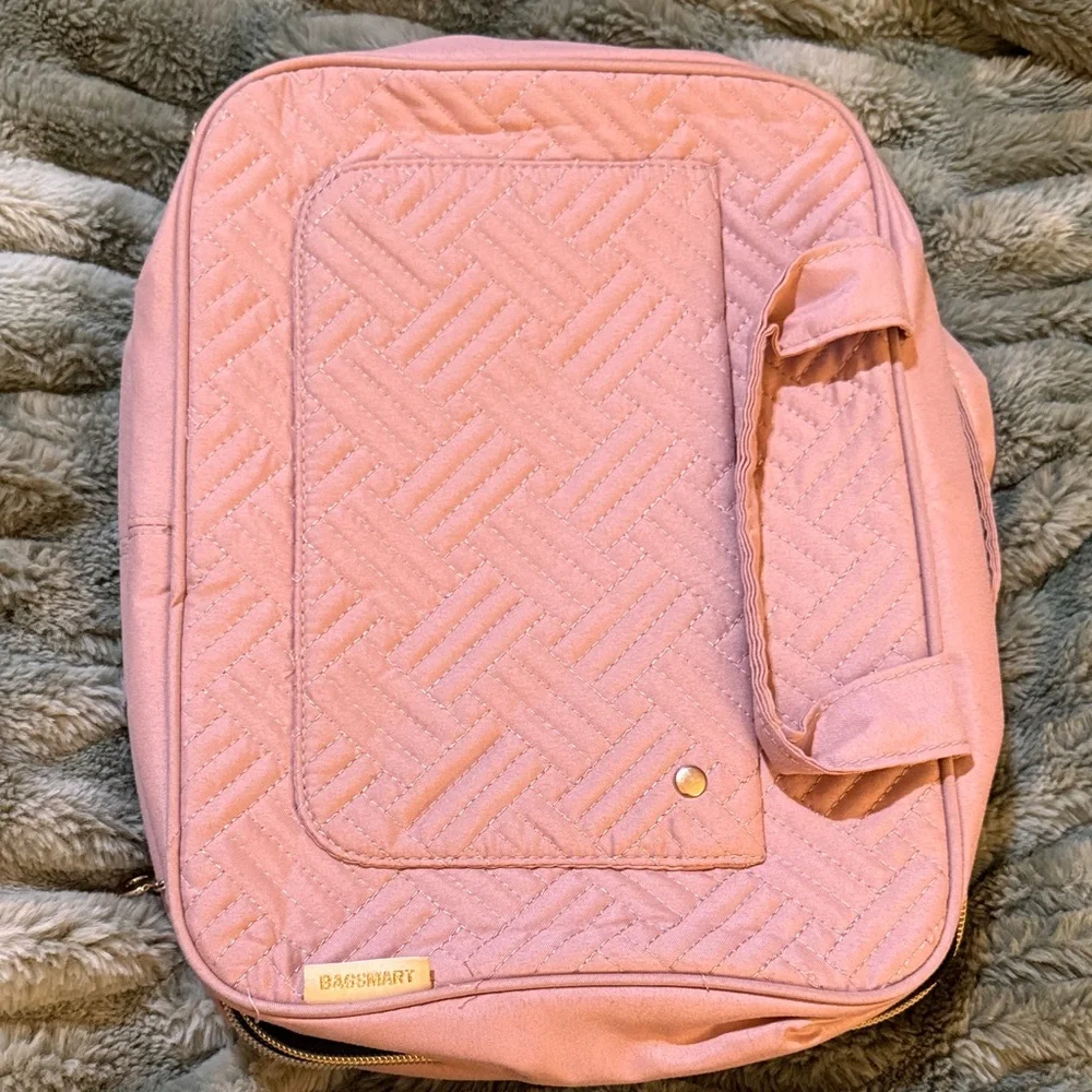 Elegant Pink Quilted Makeup Organizer BAGSMART